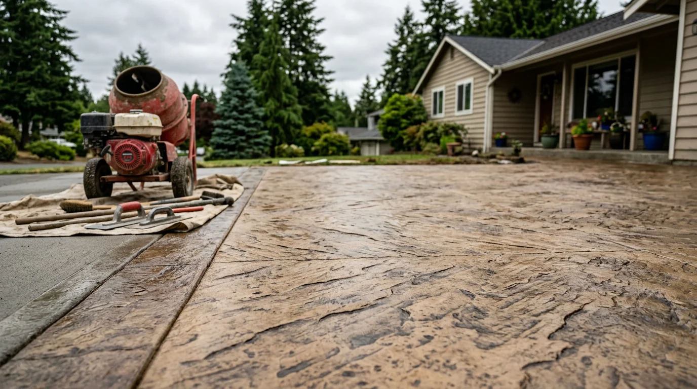 Decorative stamped concrete patio
