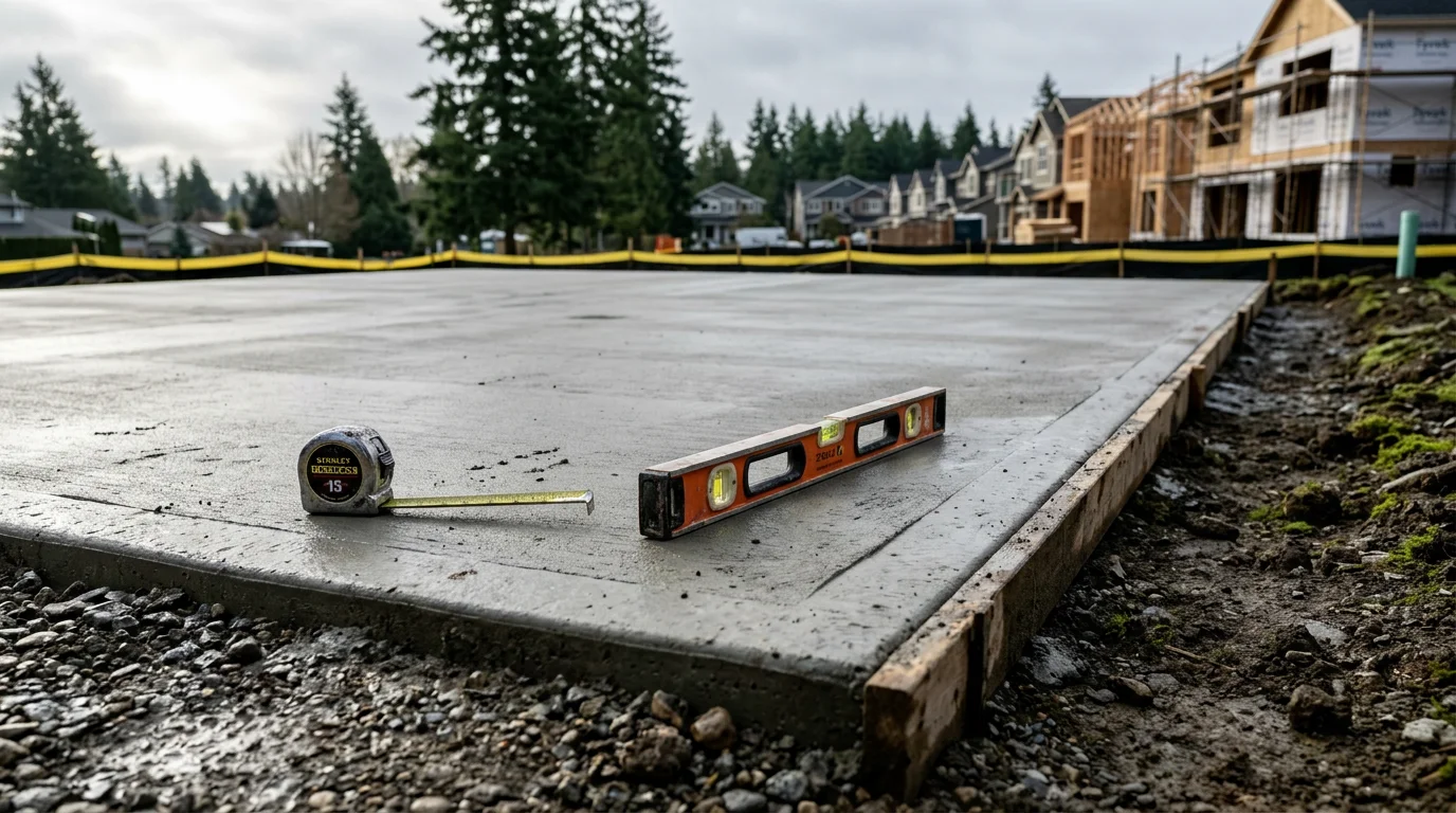 Concrete foundation for new home construction